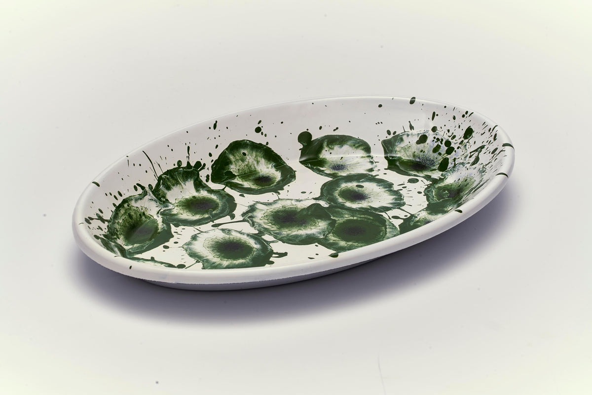 Floral Madness Oval Plate – Green